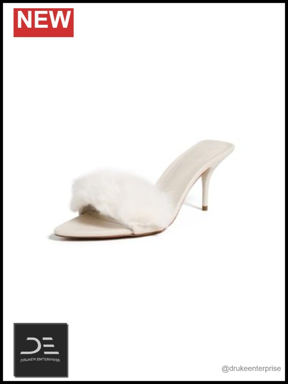 Schutz Elodie Feather Mule Stiletto Heel Open Toe Faux Fur Slip On Dressy